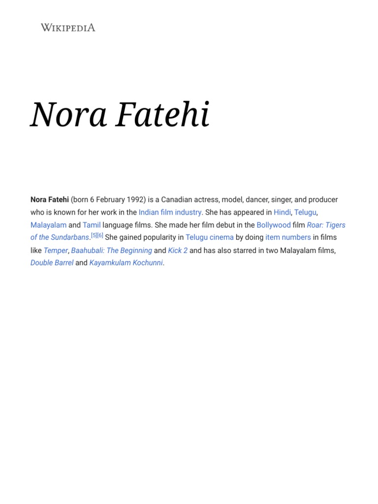 Nora Fatehi Wikipedia